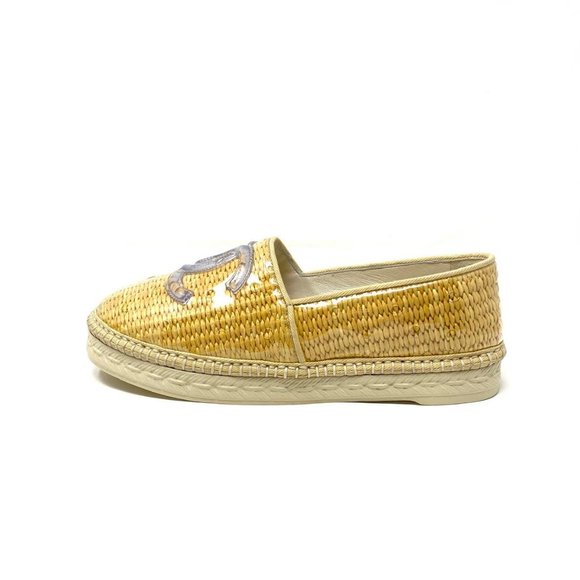 Chanel Interlocking CC Raffia Logo Espadrilles - Picture 2 of 7